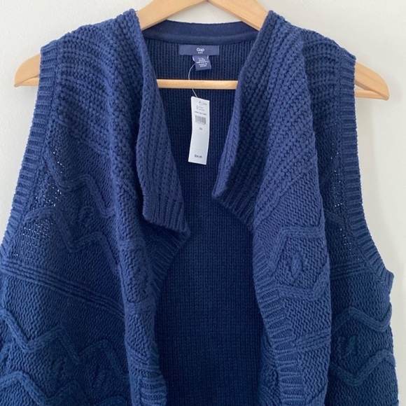 GAP Factory Sweater Vest Cardigan Chunky Cable‎ Knit Navy Size XS - Picture 4 of 8